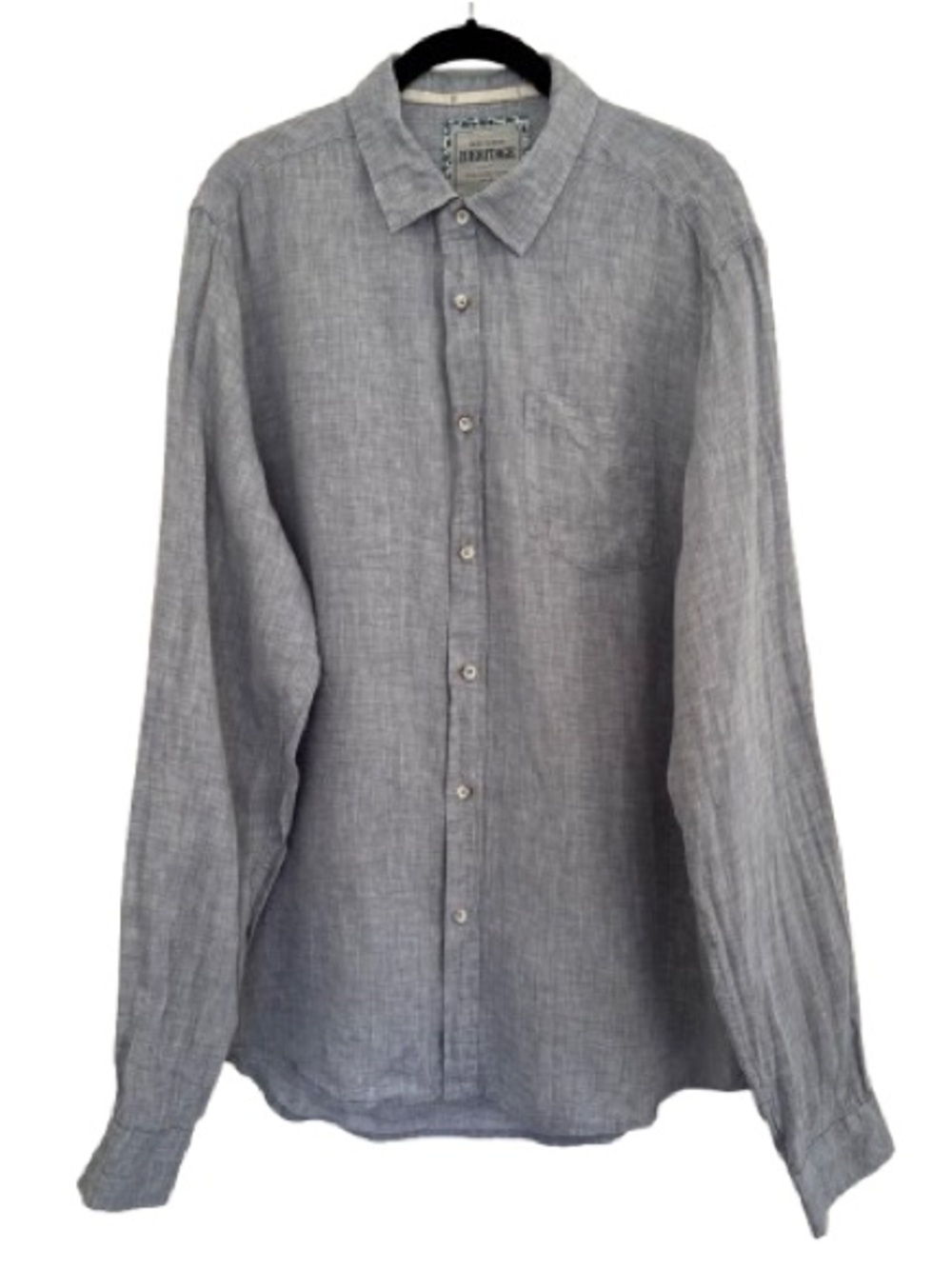 Heritage Report Collection 100% Linen Button Down Shirt Light Grey Minimalist